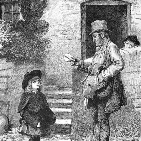 Letter Carrier and Little Girl 1950s