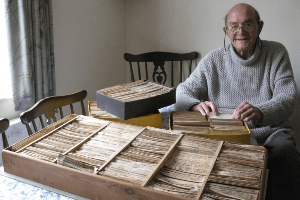 Don Eades with the photographic negative collection (credit: David Jeffery)as a.1