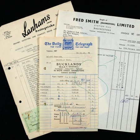 basingstoke receipts and bill heads receipts amnd bills 1960's