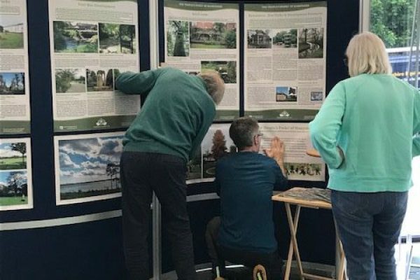 setting up People's Park exhibition at Hamsphire Record Office